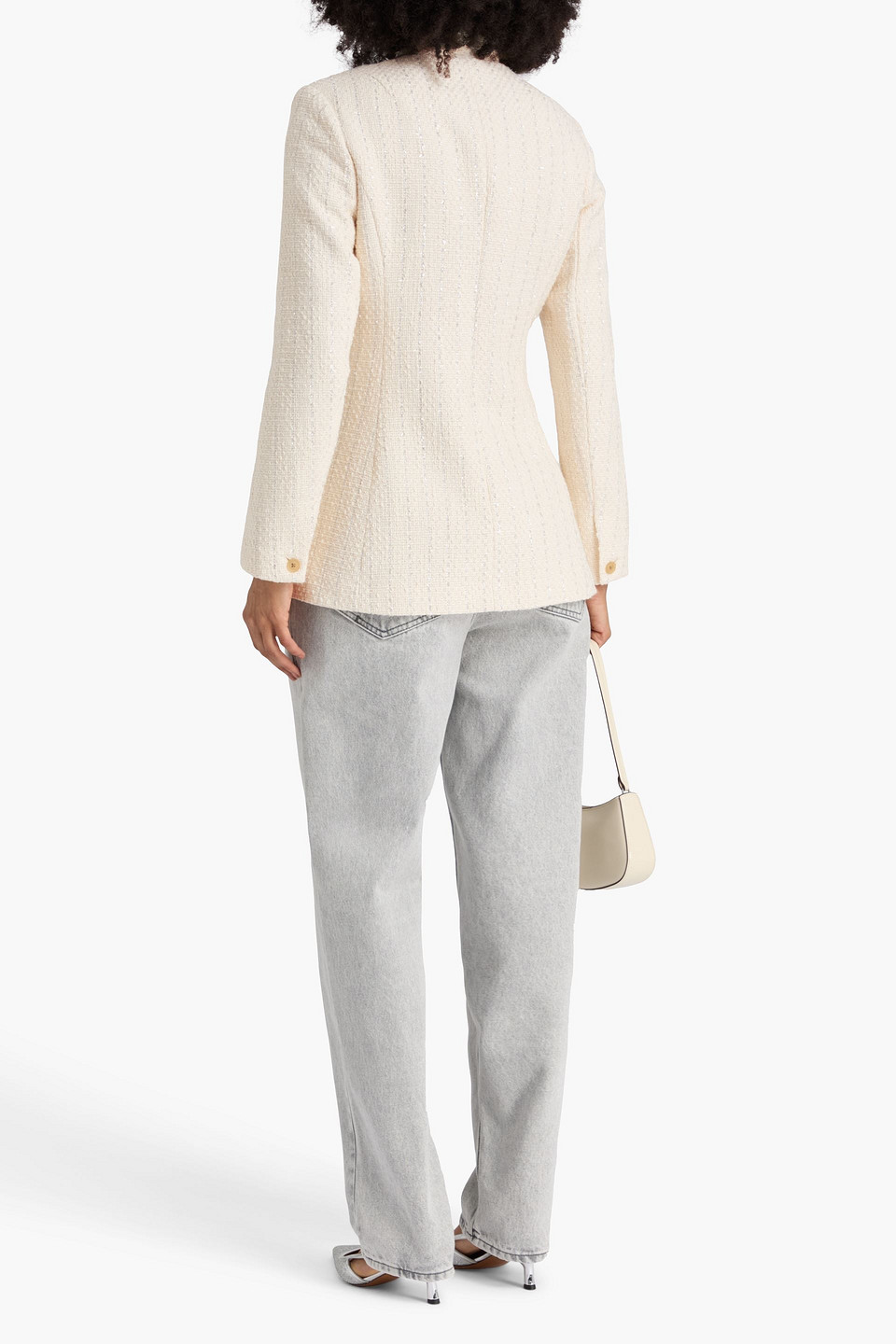  Rag & Bone - Slade Long Blazer Aus Tweed Aus Einer Baumwollmischung Mit Nadelstreifen Und Metallic-effekt - Weiß - Us 00 