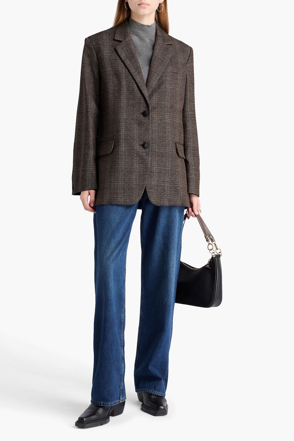  Rag & Bone - Lainey Checked Wool Blazer - Brown - L 