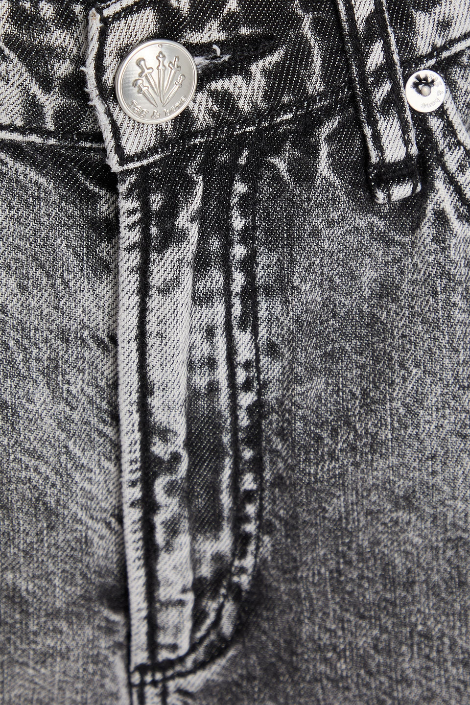 Rag & Bone Logan Acid-wash High-rise Wide-leg Jeans In Gray