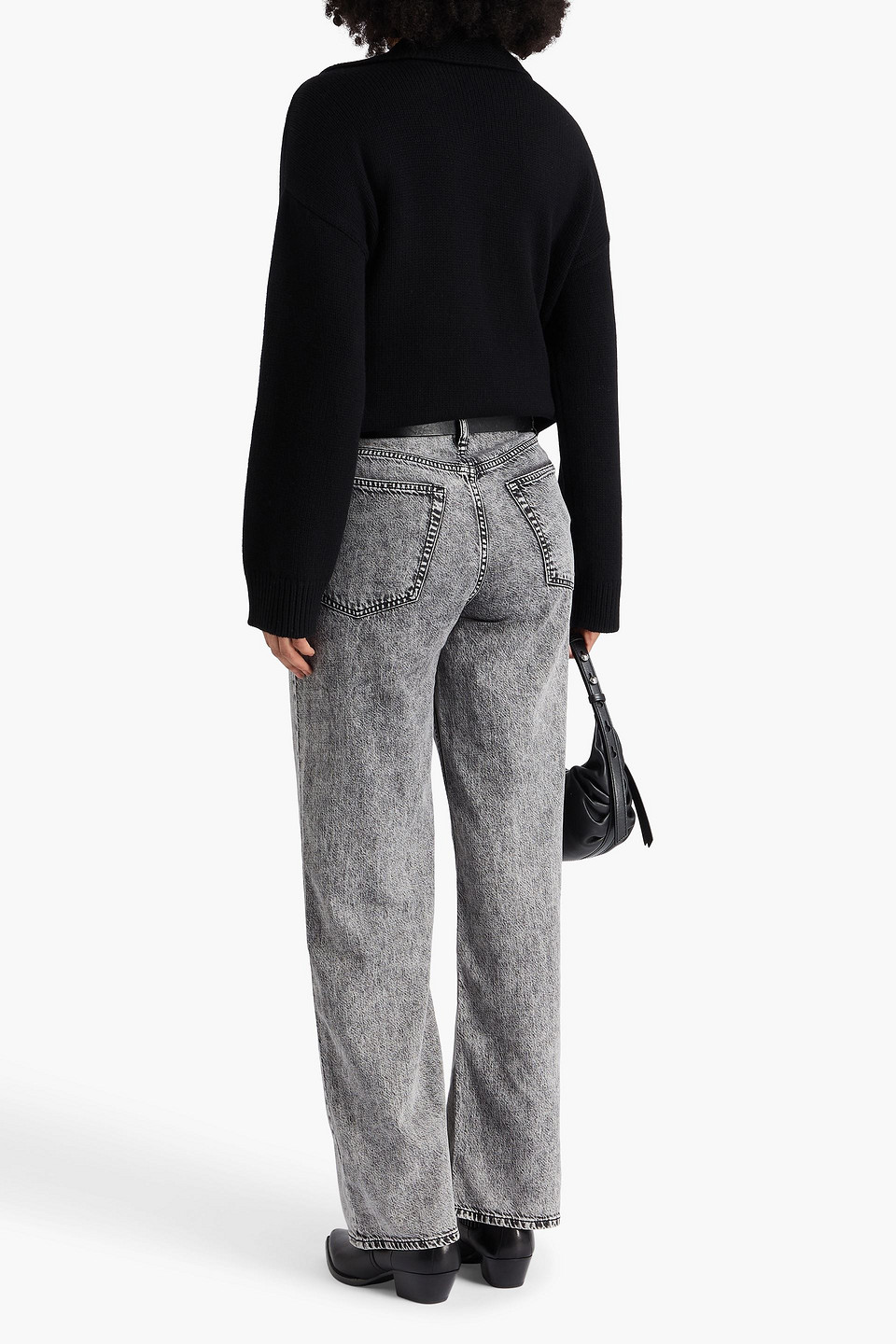 Rag & Bone Logan Acid-wash High-rise Wide-leg Jeans In Gray