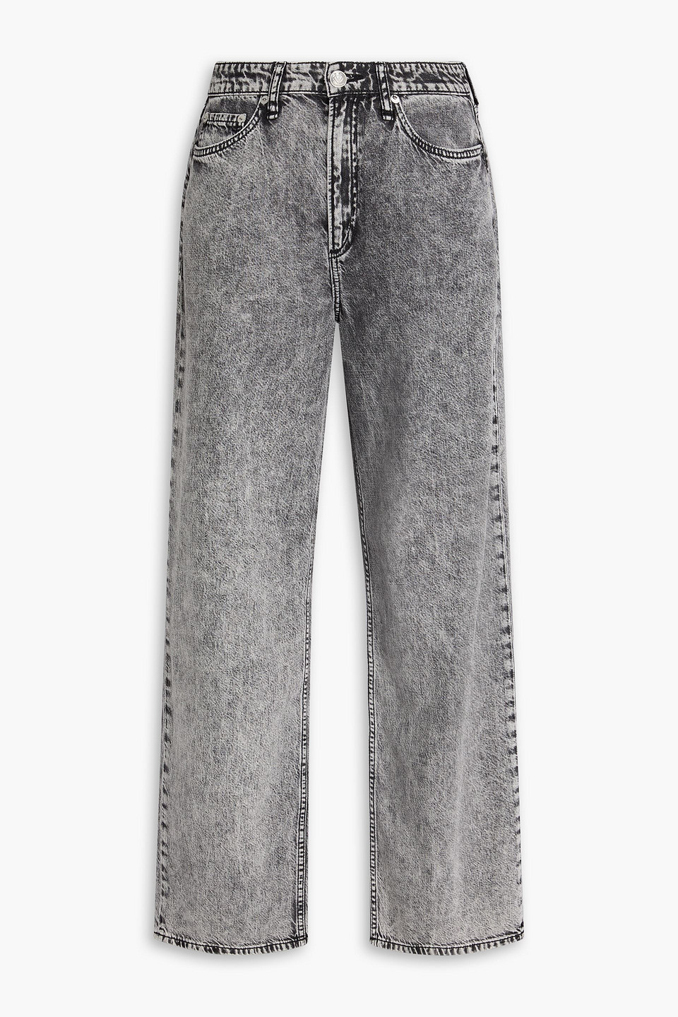 Rag & Bone Logan Acid-wash High-rise Wide-leg Jeans In Gray