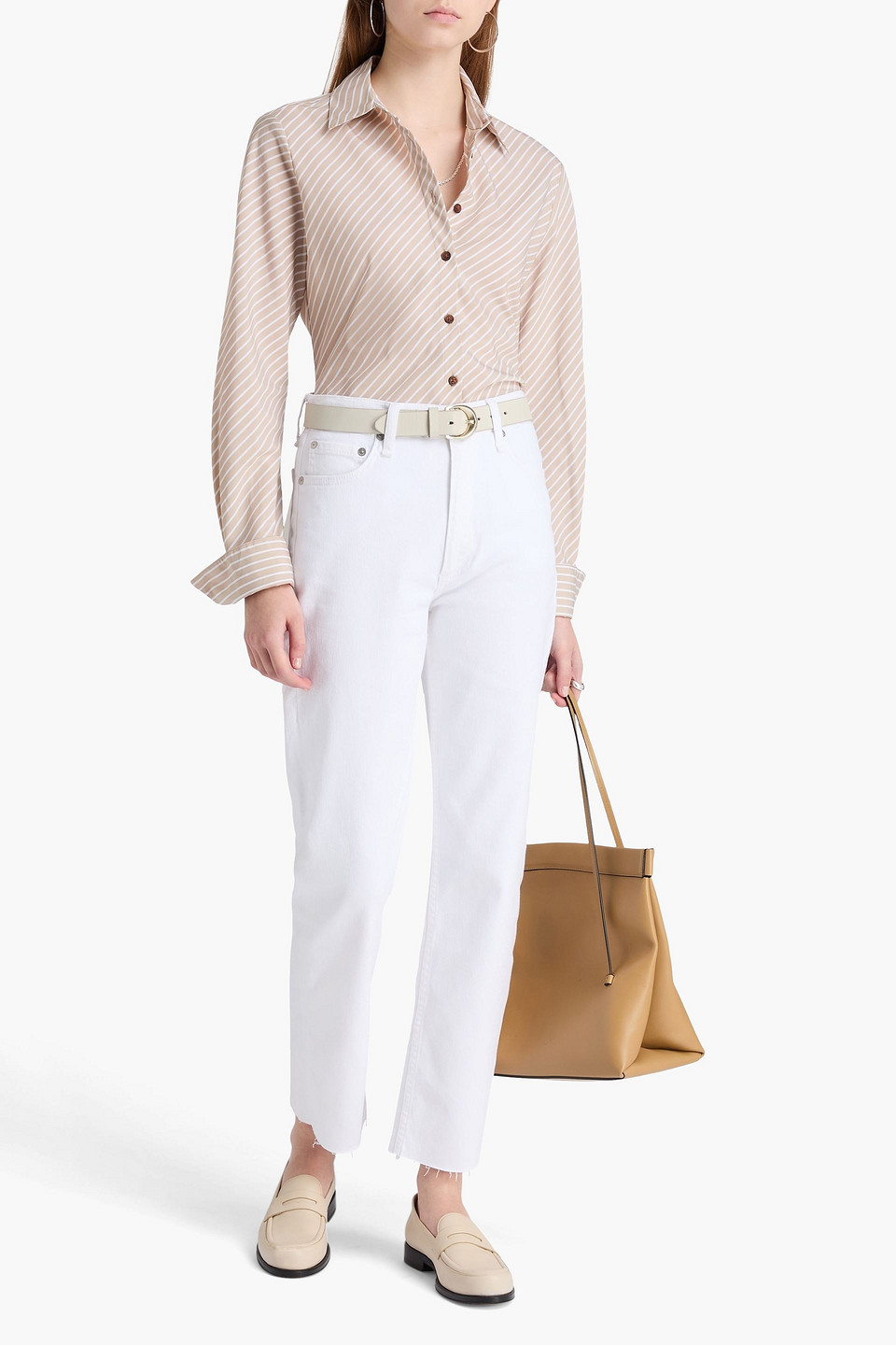  Rag & Bone - Sylvia Striped Cotton-poplin Shirt - Neutral - Xs 