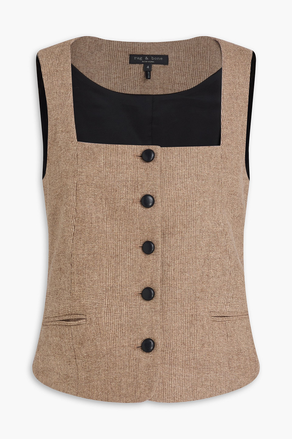 Rag & Bone Mariana Prince Of Wales Checked Wool-blend Vest In Sand