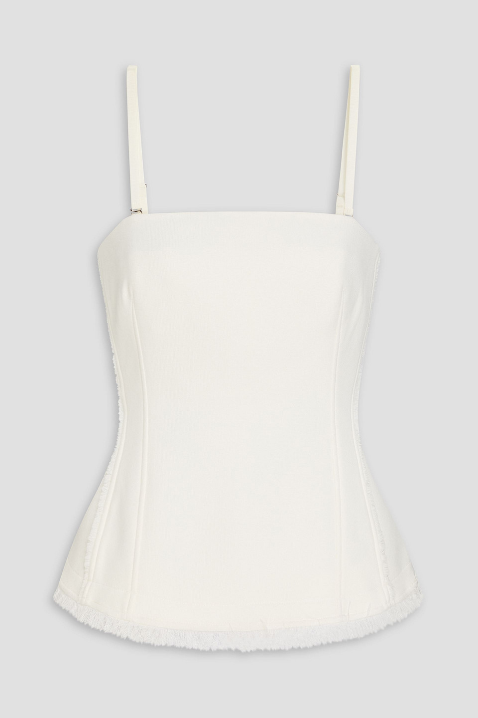 Simkhai Theodora Frayed Knitted Top In White