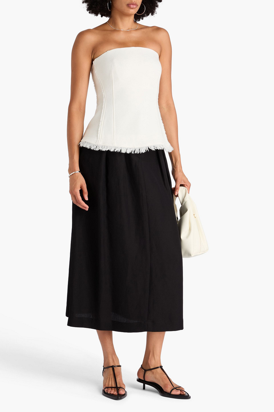 Simkhai Theodora Frayed Knitted Top In White