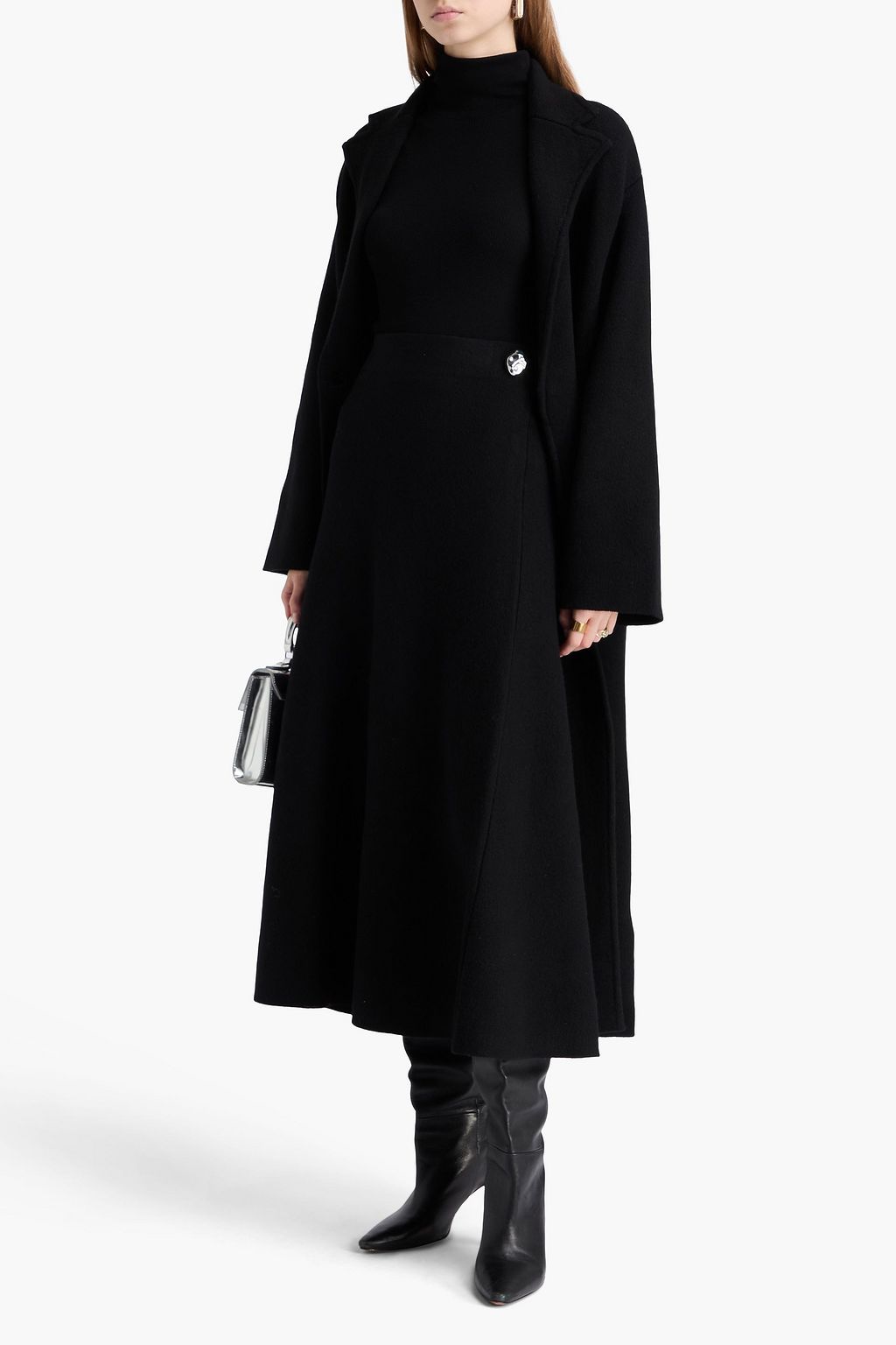 RAG & BONE تنورة بريدجيت متوسطة الطول من مزيج الصوف مزينة بالخرز