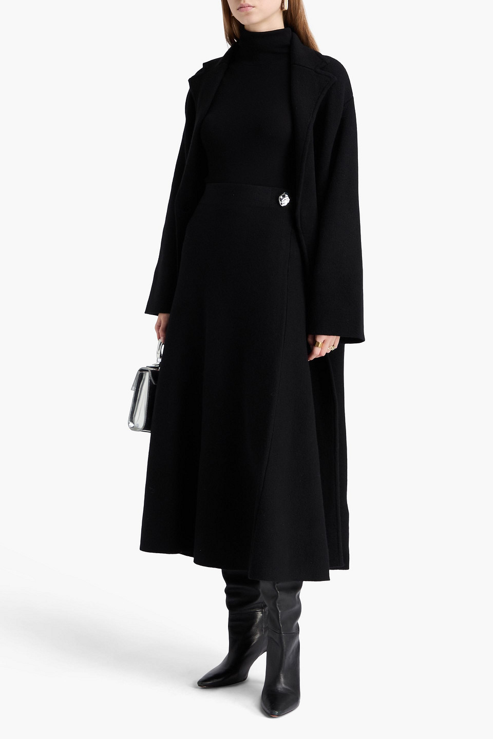 Rag & Bone Bridget Embellished Wool-blend Midi Skirt In Black