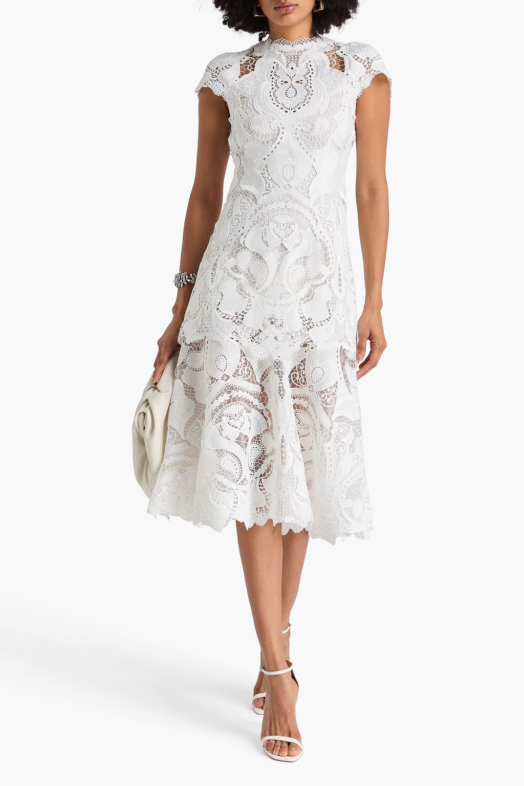 SIMKHAI Signature Laura layered guipure lace midi dress