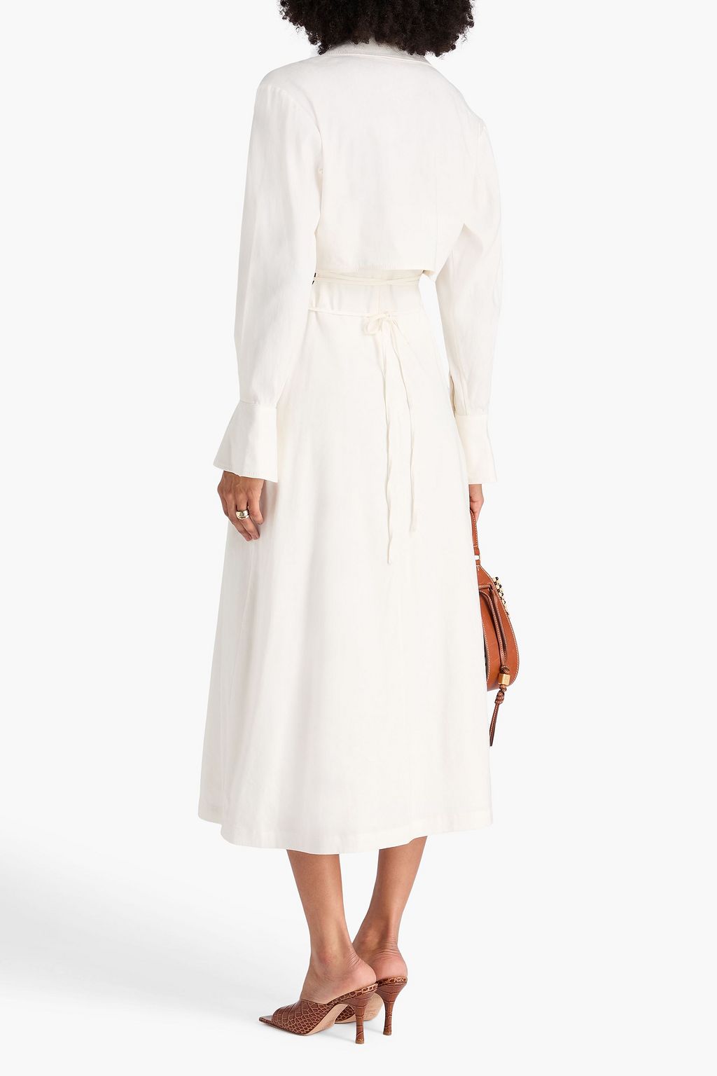 SIMKHAI Giulia convertible wrap-effect cutout linen-blend midi dress