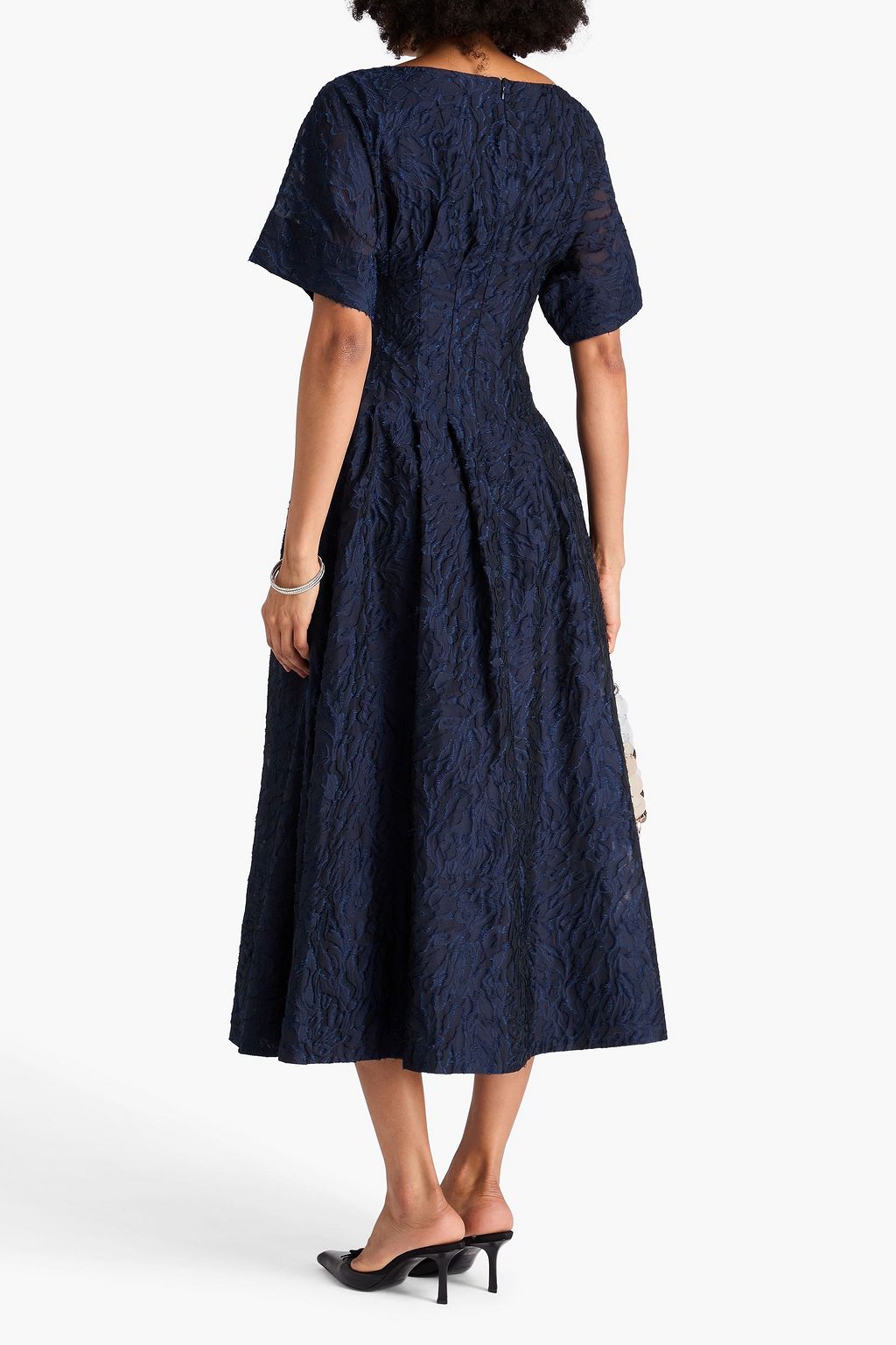 SIMKHAI Rosalie pleated fil coupé organza midi dress