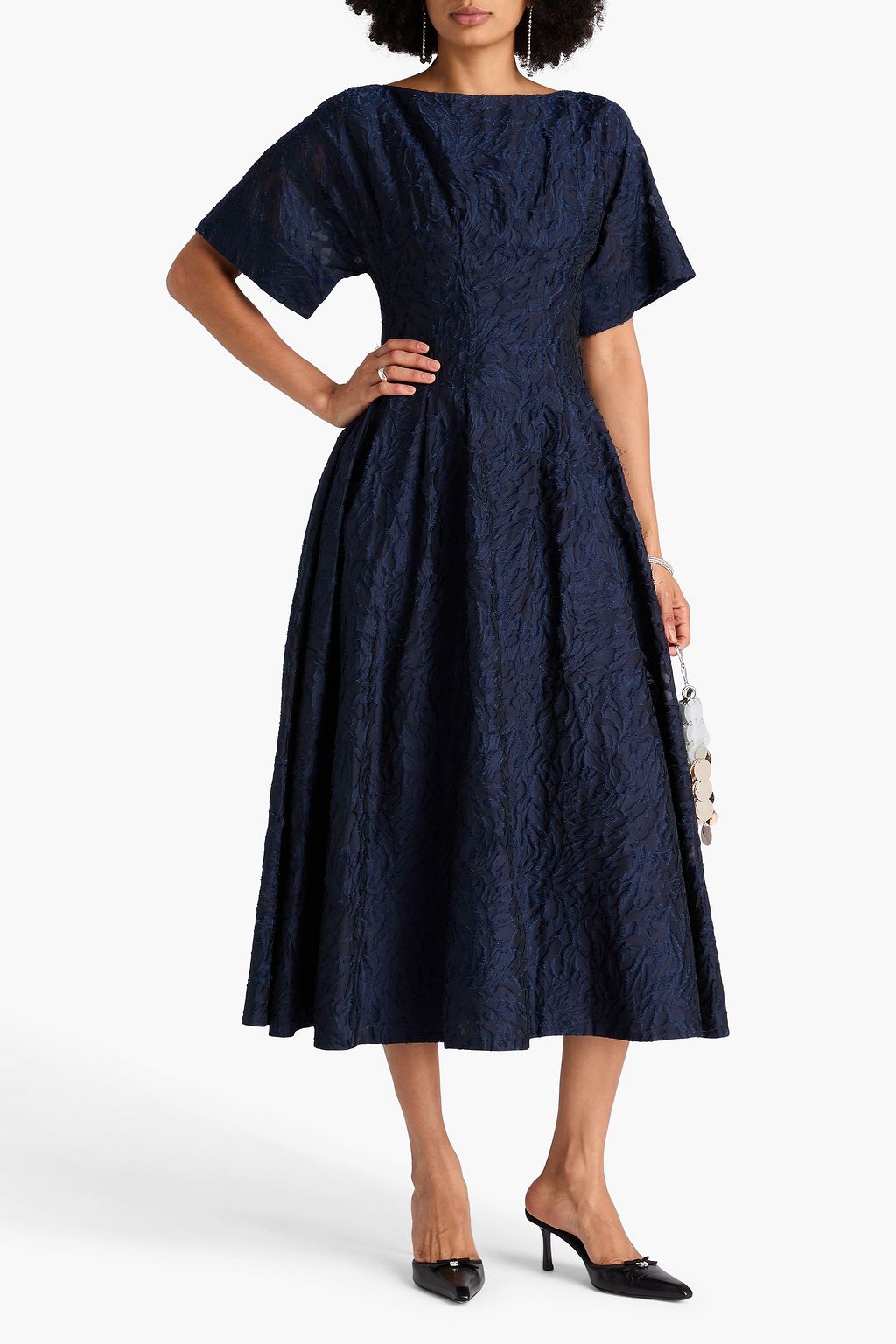 SIMKHAI Rosalie pleated fil coupé organza midi dress