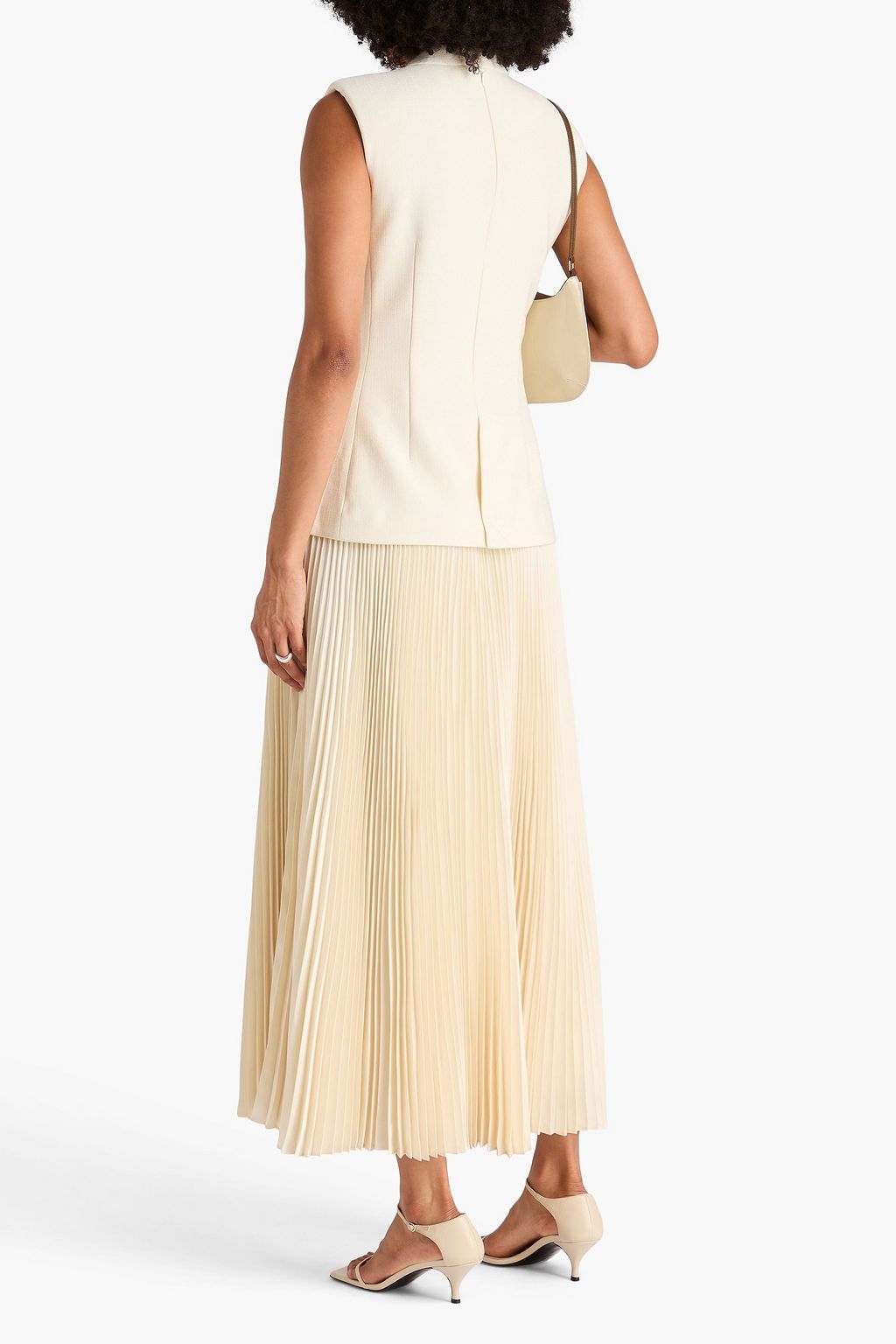 SIMKHAI Georgina layered satin and twill midi dress