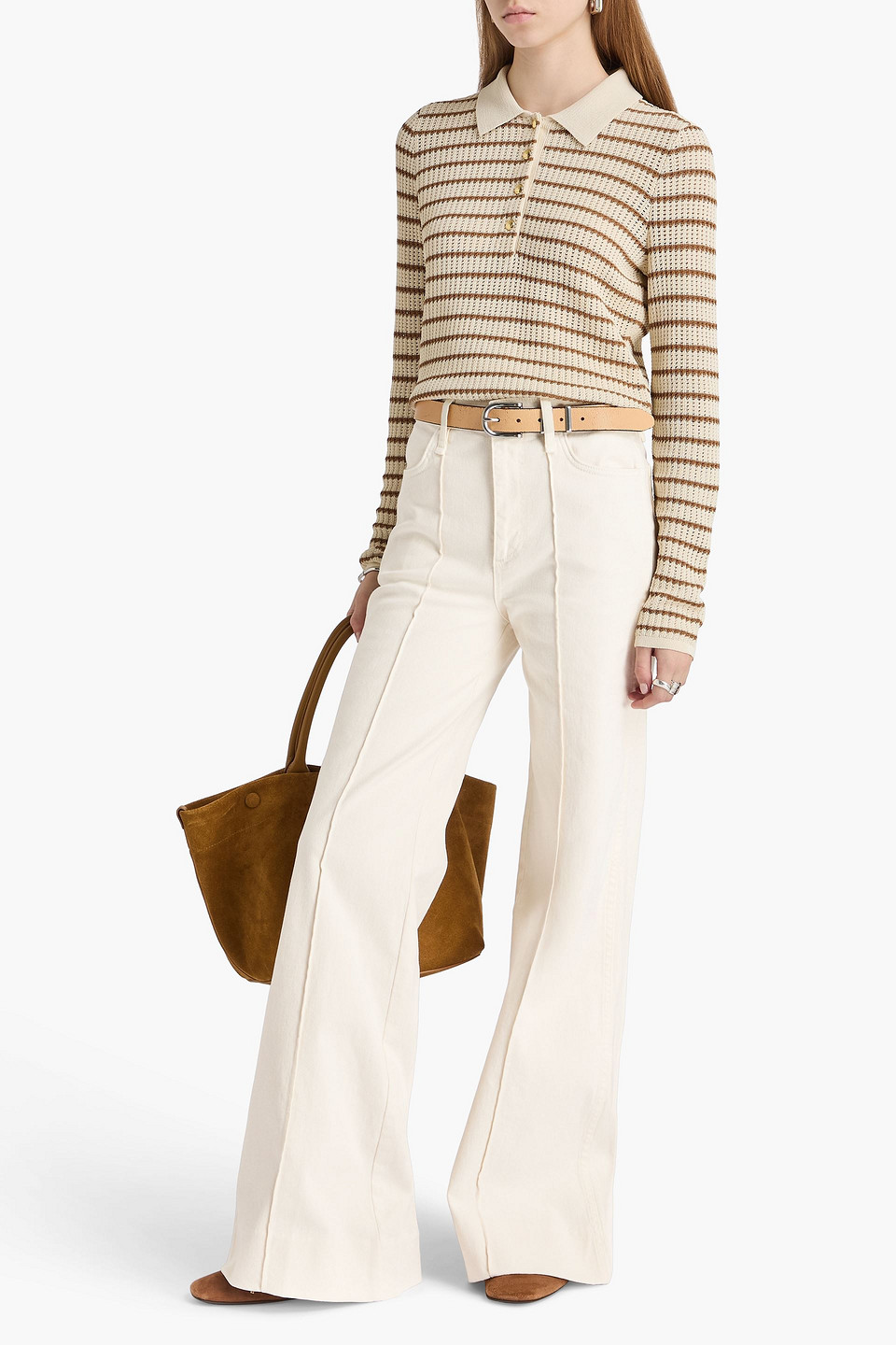 Rag & Bone Skylar High-rise Flared Jeans In Sand