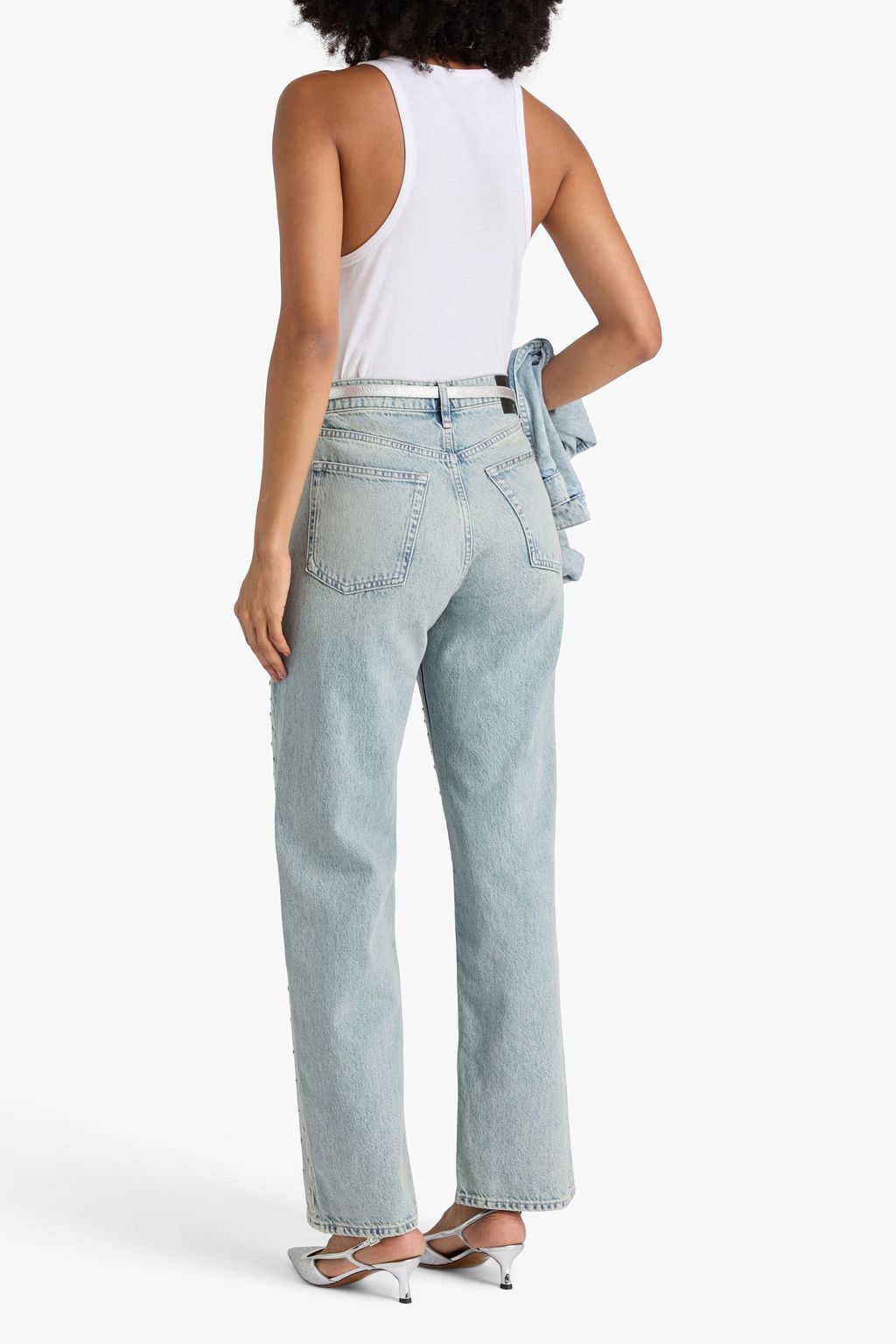 RAG & BONE Shea studded high-rise straight-leg jeans
