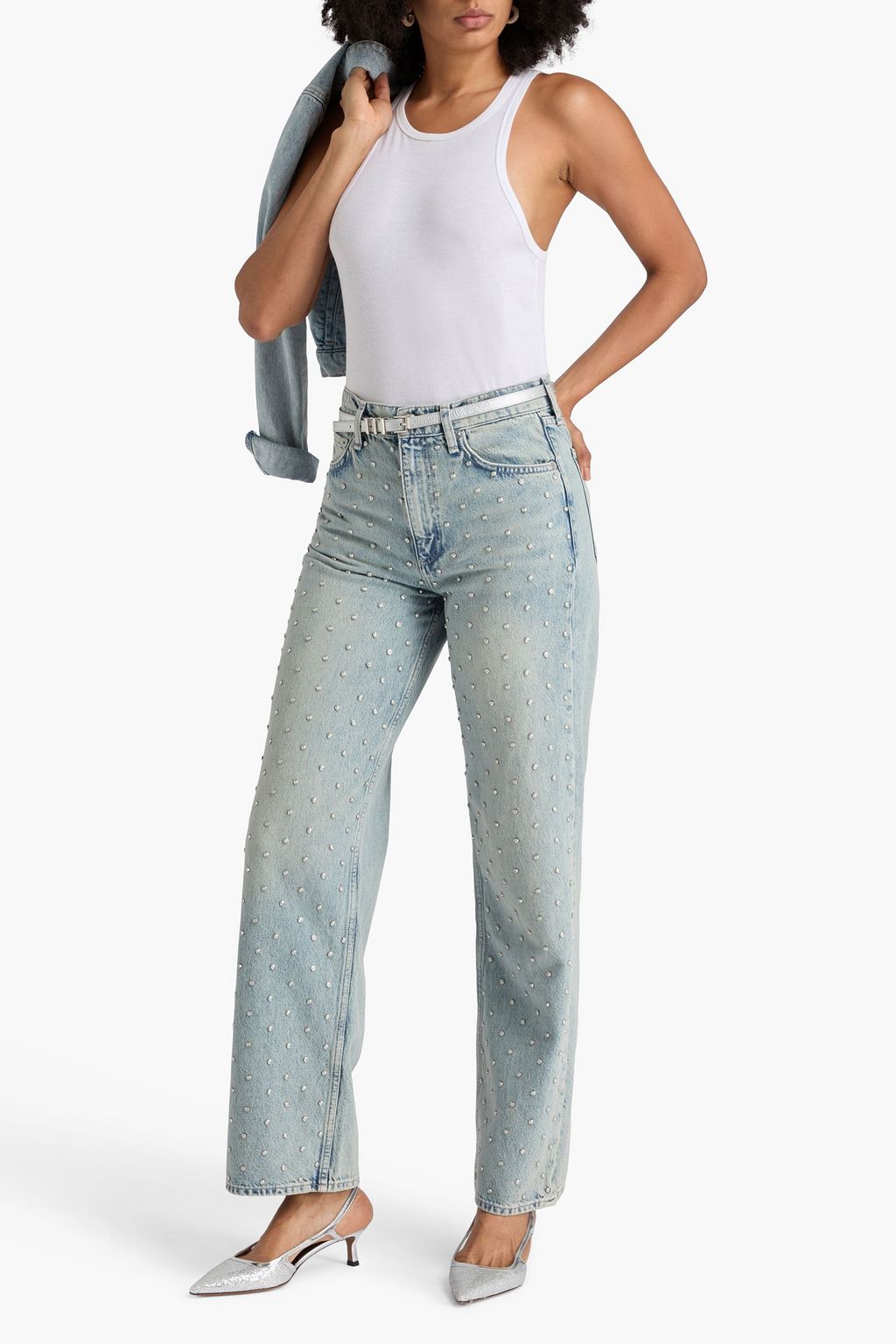 RAG & BONE Shea studded high-rise straight-leg jeans