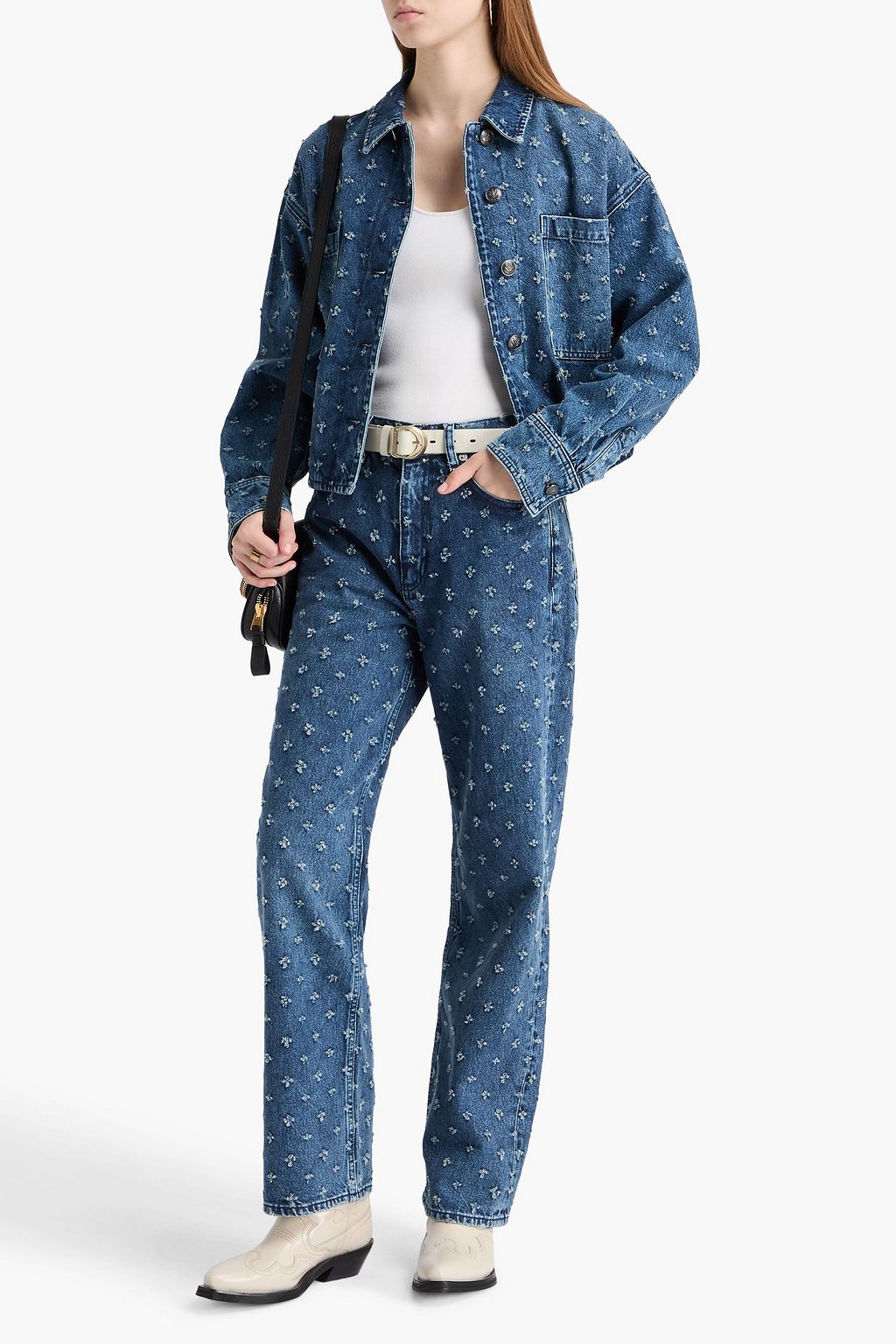 RAG & BONE Shea distressed high-rise straight-leg jeans