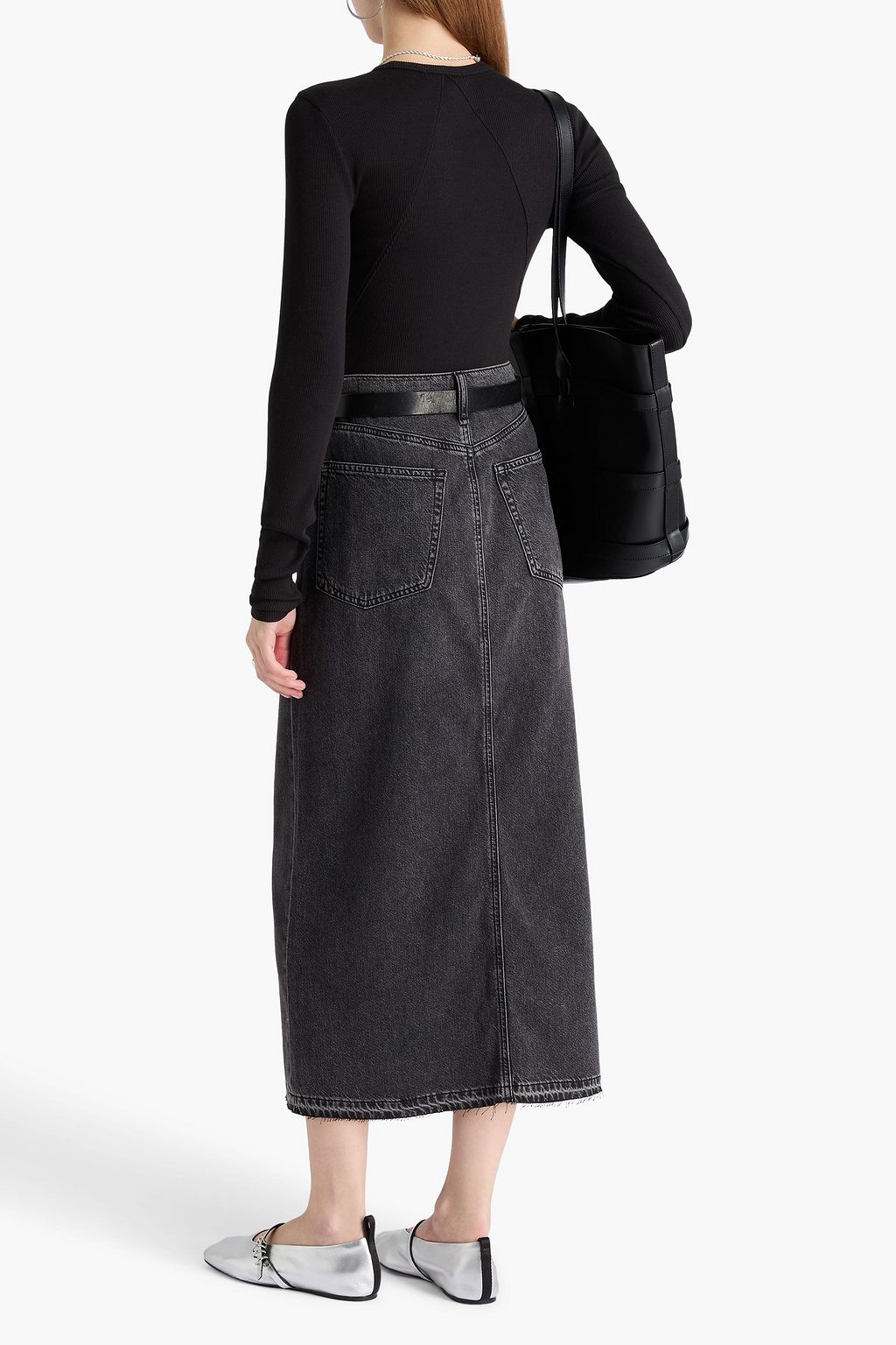 RAG & BONE بلوزة إيسينشيال من قطن بيما المطاط والجيرسي بتصميم مضلّع