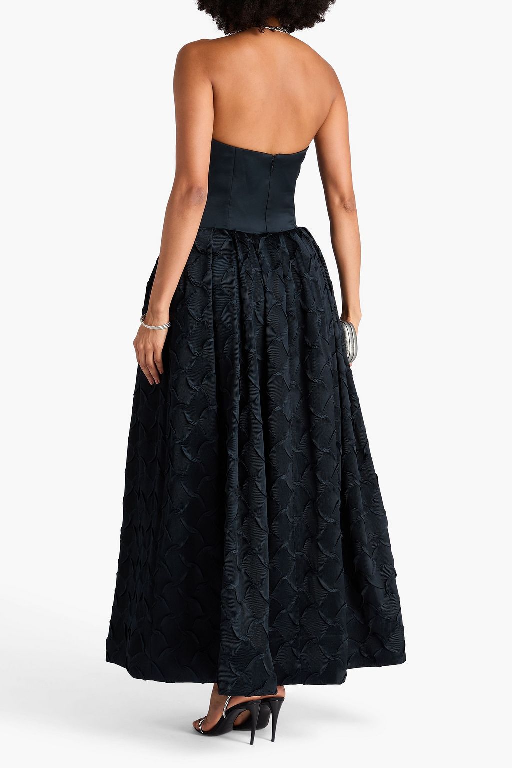 SIMKHAI Azriel strapless plissé-satin gown