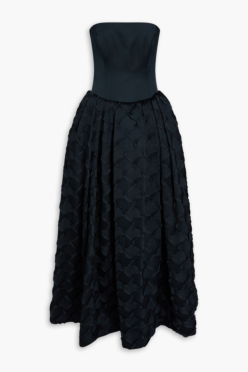simkhai - azriel strapless plissé-satin gown - black - us 6