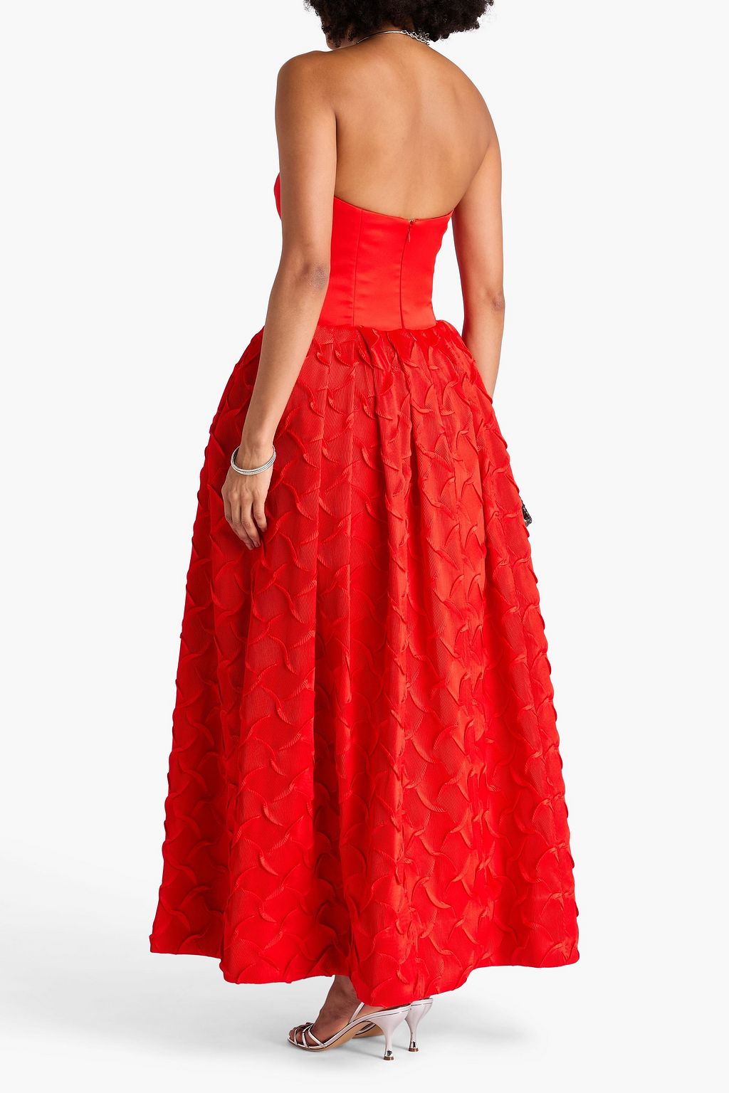 SIMKHAI Azriel strapless plissé-satin gown