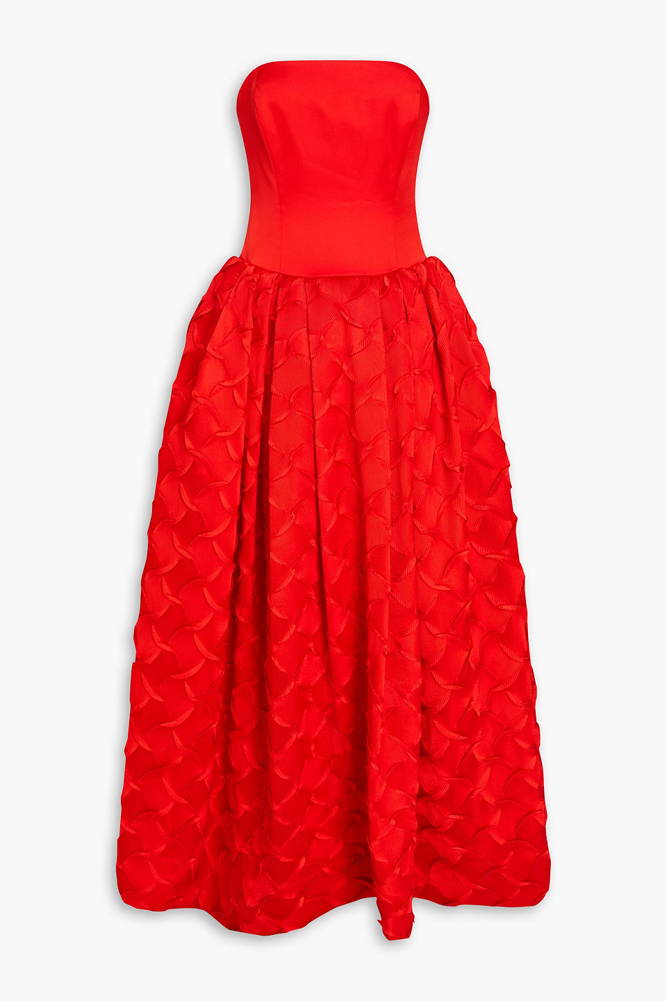 Simkhai Azriel Strapless Plissé-satin Gown In Red