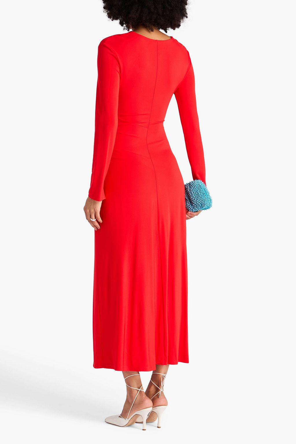 SIMKHAI Ruched jersey midi dress