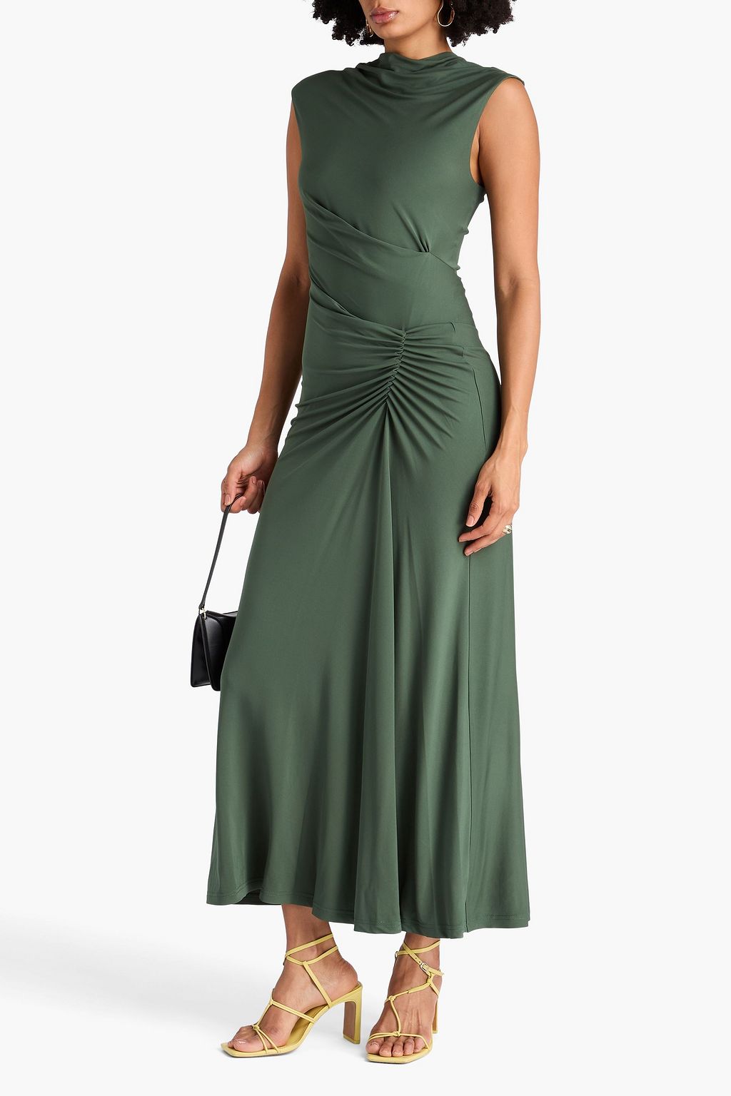 SIMKHAI Ruched jersey midi dress