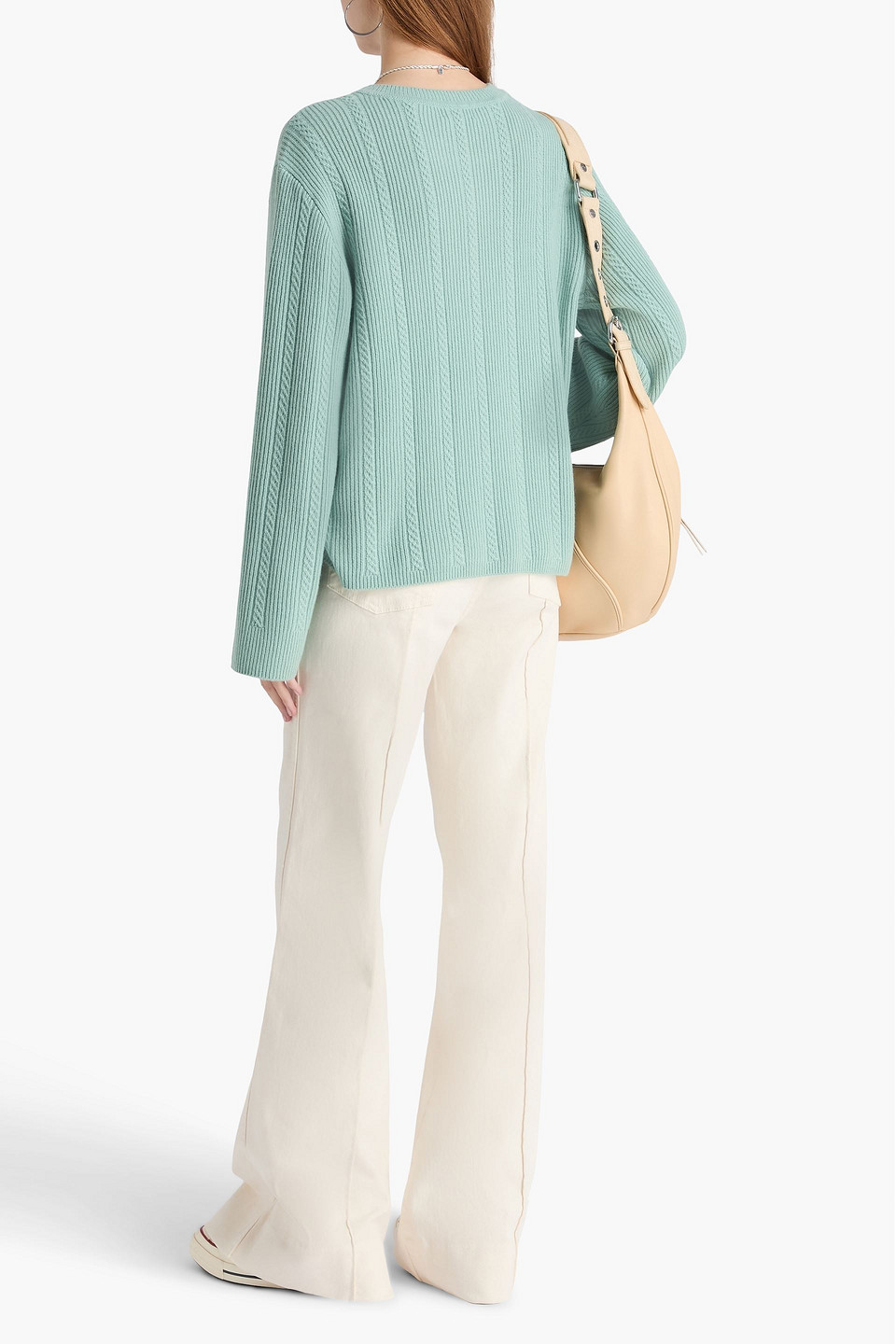 Rag & Bone - Ribbed And Cable-knit Cashmere Sweater - Green - Xs 
