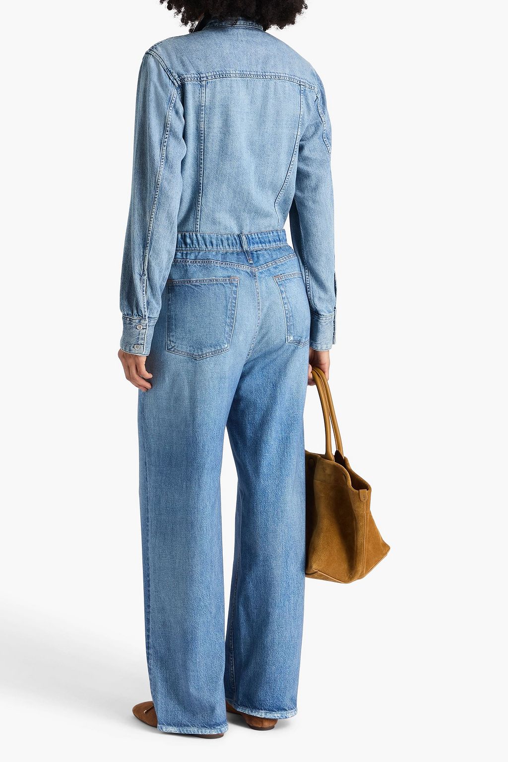 RAG & BONE Miramar denim-effect print French cotton-terry wide-leg pants