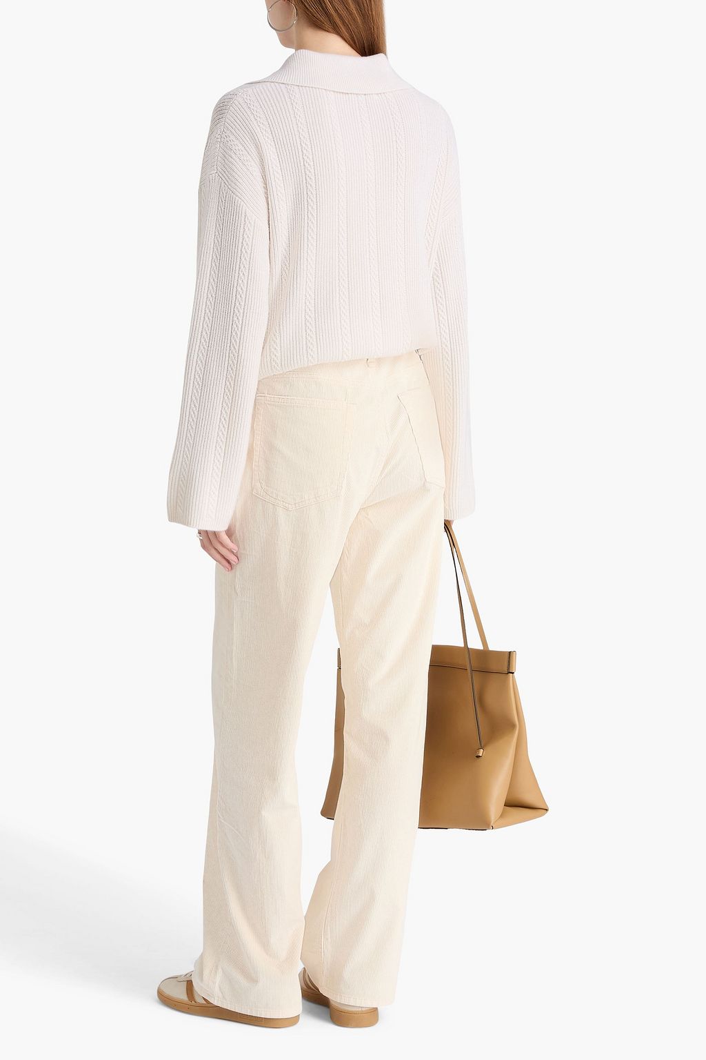 RAG & BONE بنطلون لوجان بأرجل واسعة من المخمل المضلّع ومزيج من القطن