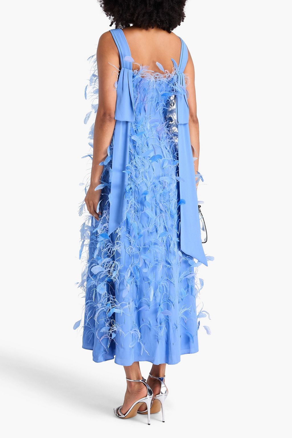 RACHEL GILBERT Sutton feather-embellished crepe midi dress