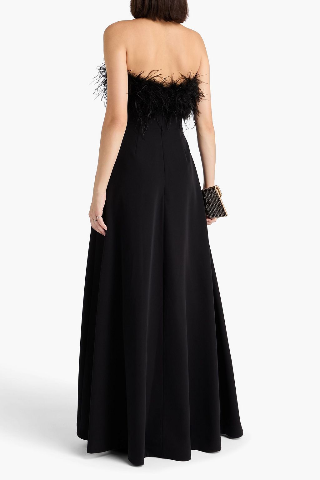RACHEL GILBERT Linc strapless feather-embellished crepe gown