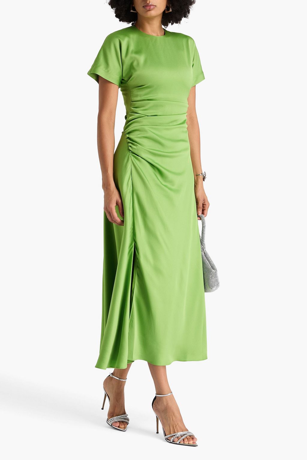SIMKHAI Marabella ruched satin midi dress