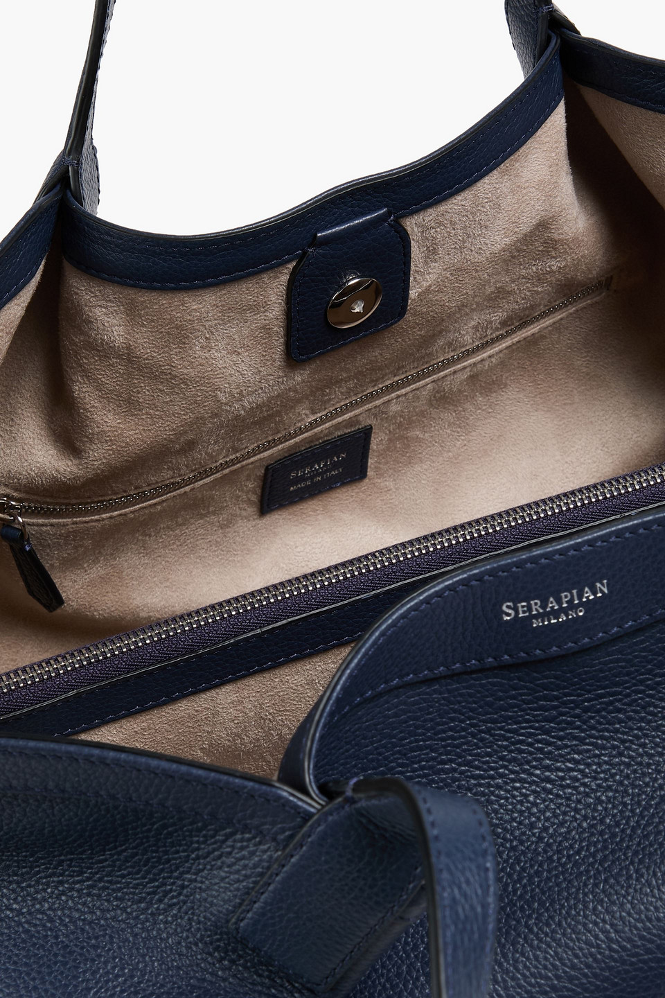 Serapian Secret Rugiada Pebbled-leather Tote In Blue