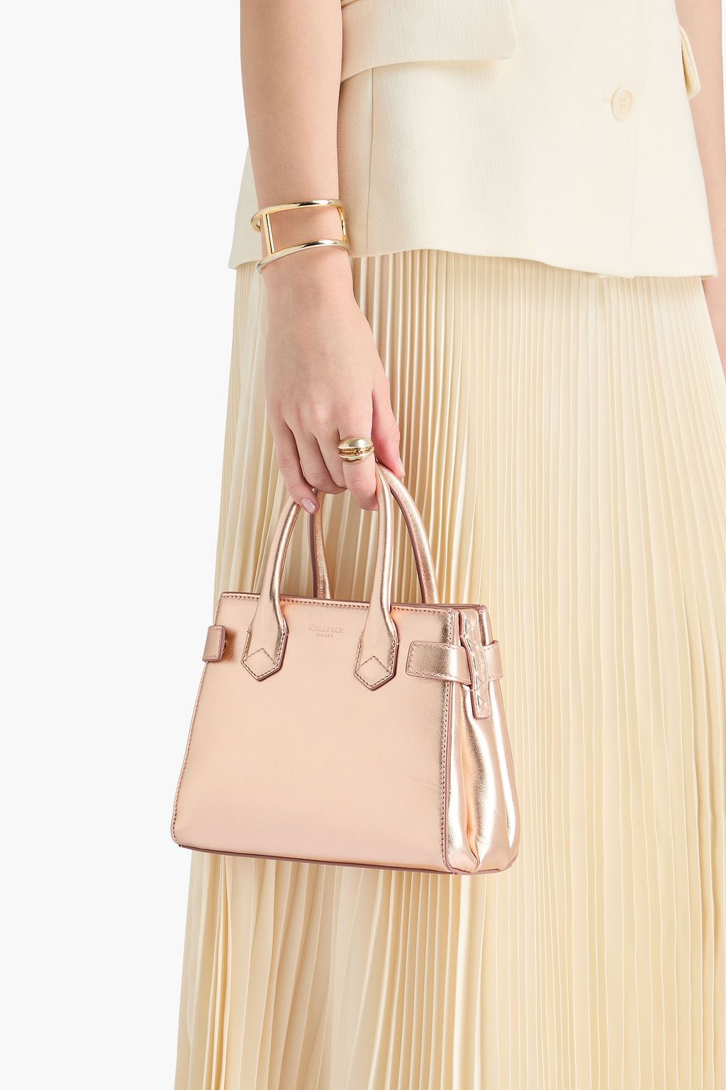 SERAPIAN Meliné mini metallic leather tote