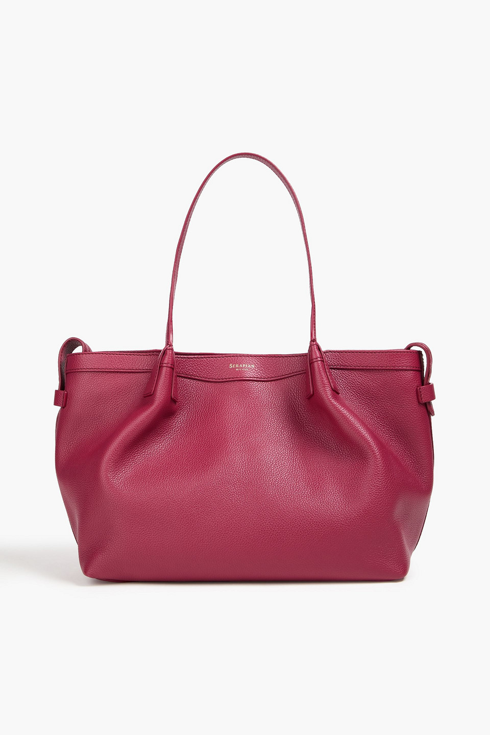 Serapian Small Secret Rugiada Pebbled-leather Tote In Burgundy