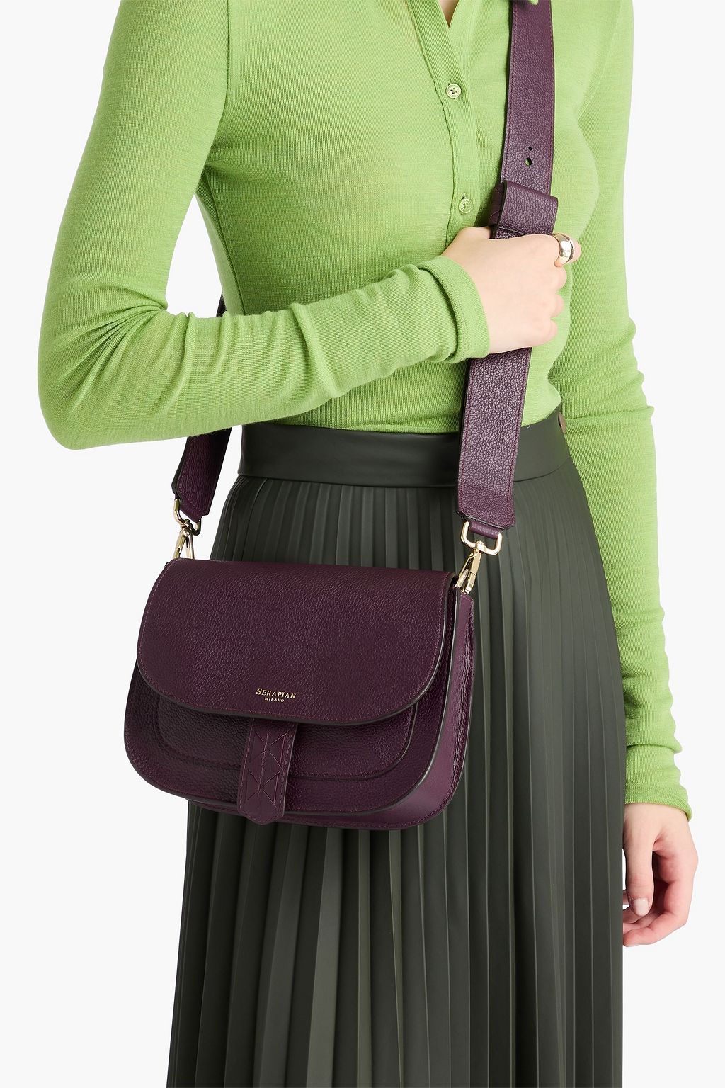 SERAPIAN Luna pebbled-leather cross-body bag