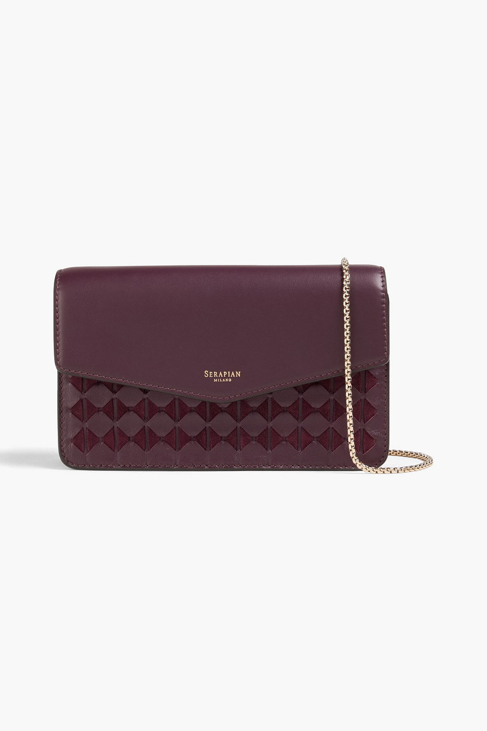 Serapian Woven Leather And Suede Clutch In Purple
