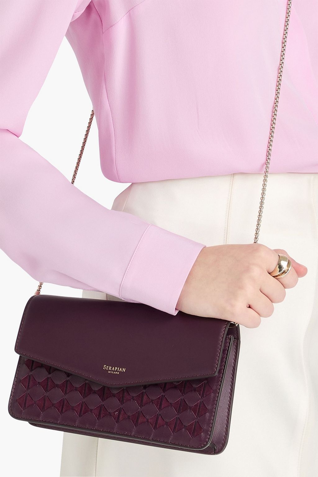 SERAPIAN Woven leather and suede clutch