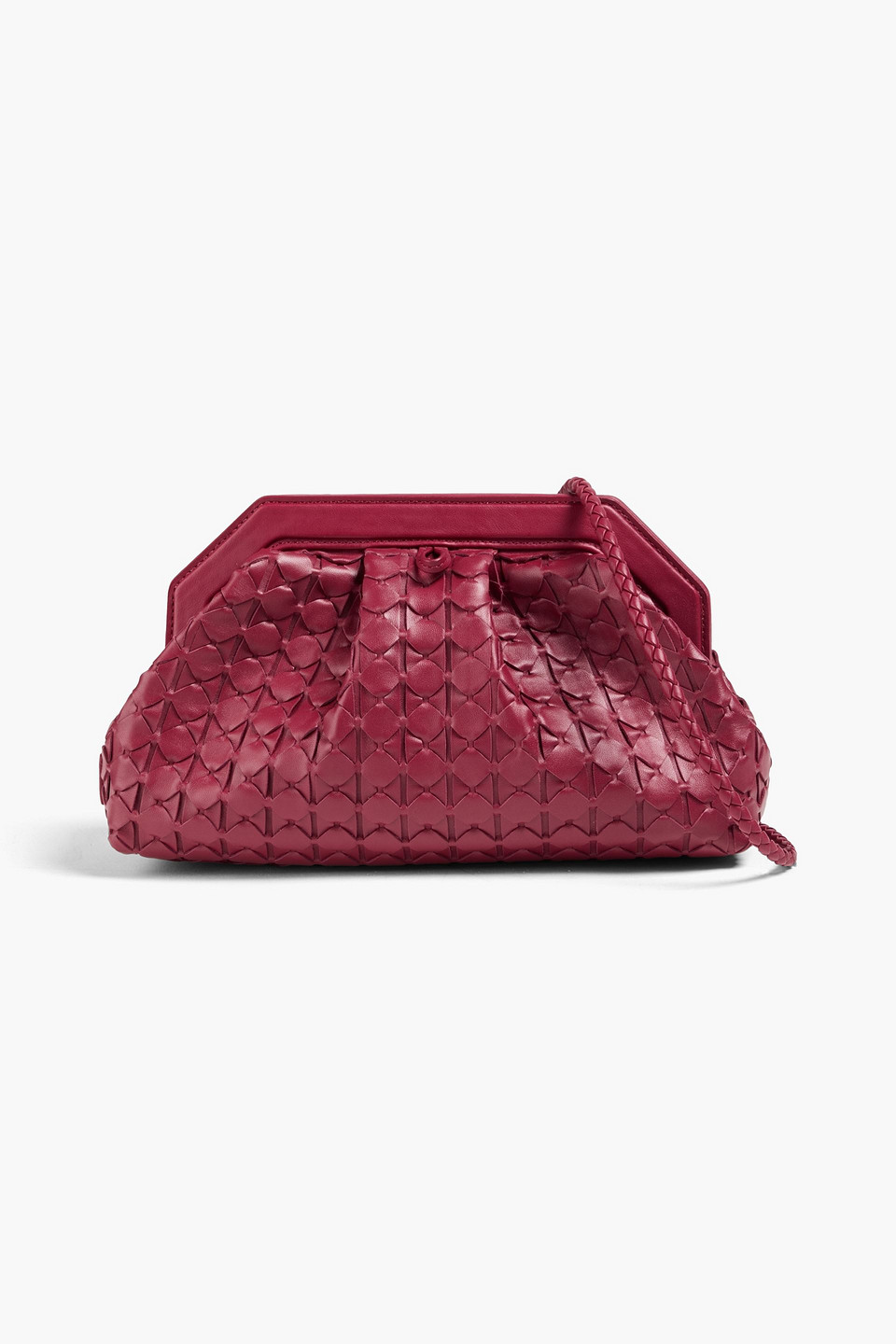 Serapian Woven Leather Clutch In Burgundy