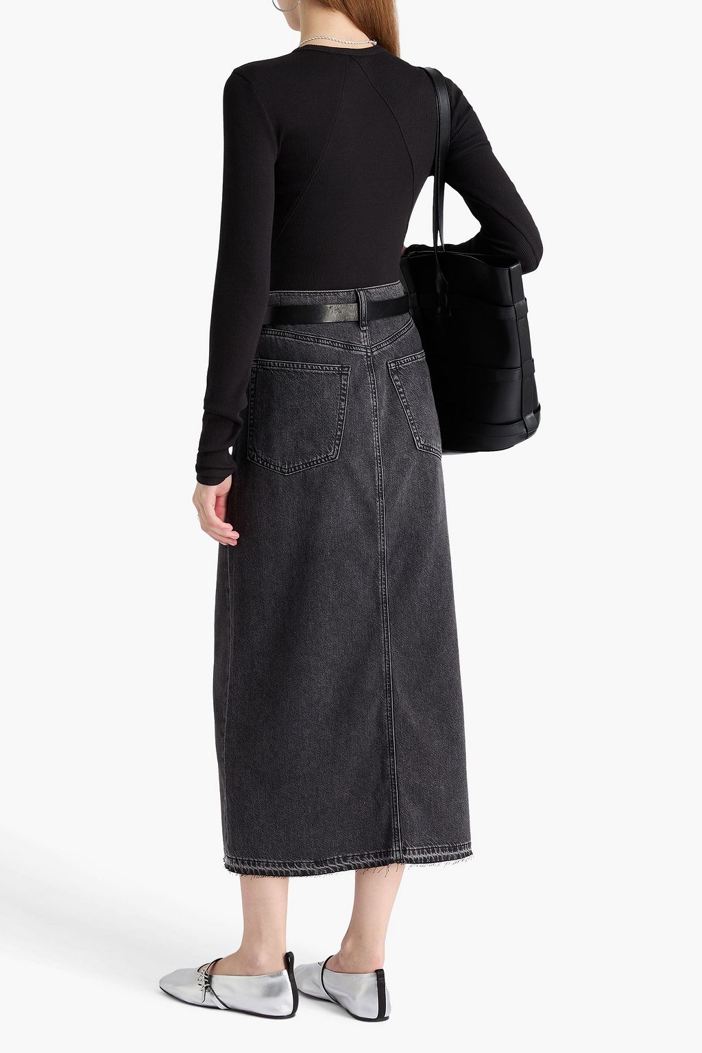 RAG & BONE تنورة كلارا متوسطة الطول من الدنيم