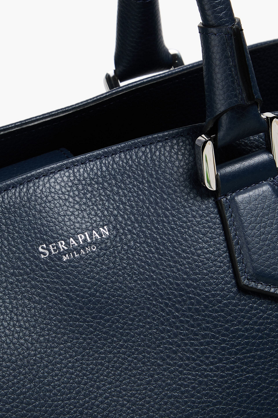 Serapian Luna Pebbled-leather Tote In Blue