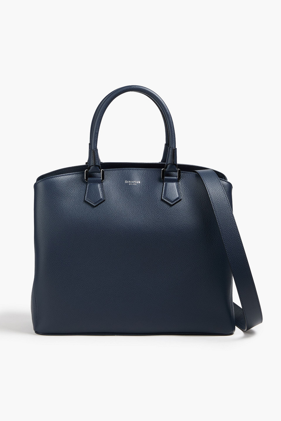Serapian Luna Pebbled-leather Tote In Blue