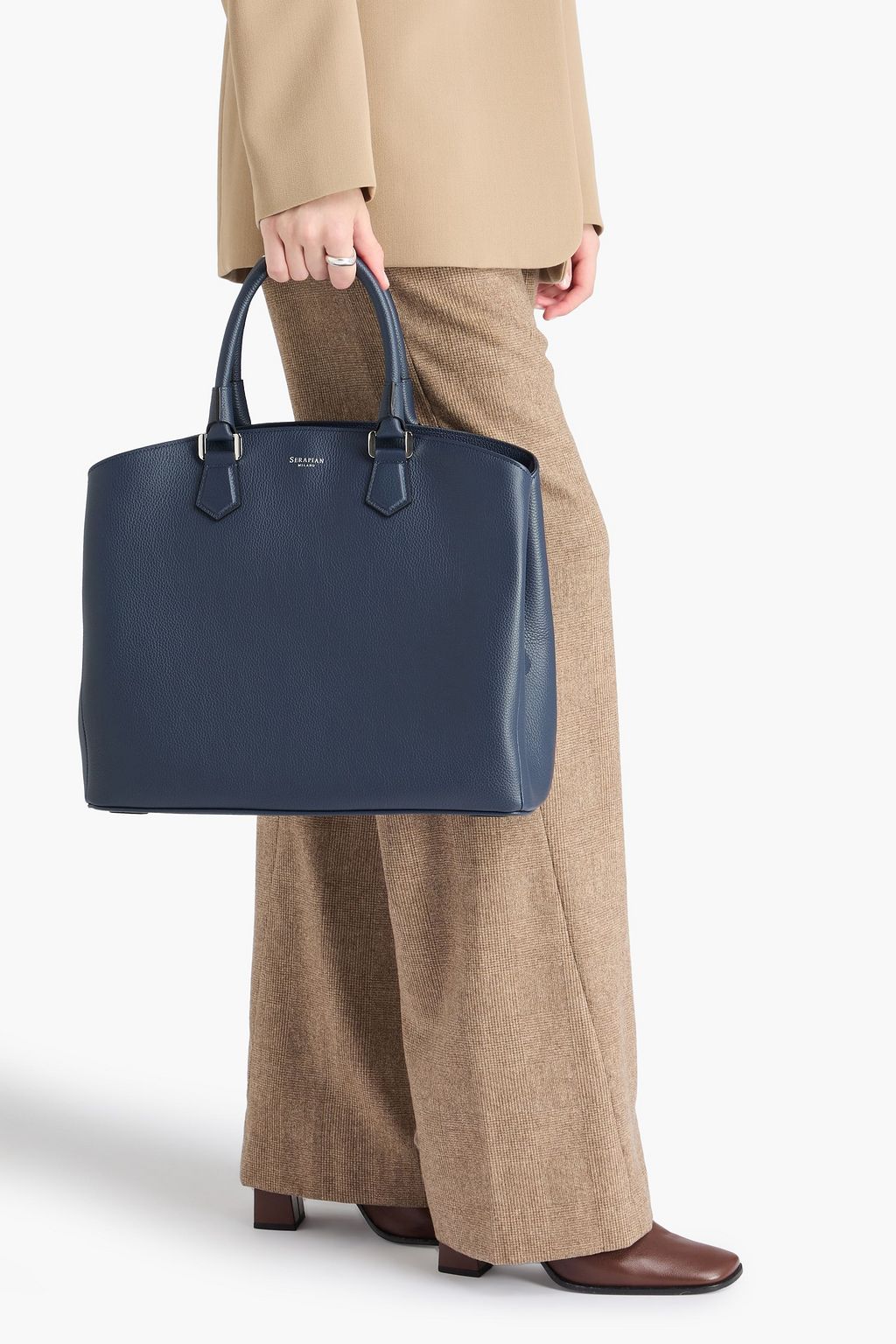 SERAPIAN Luna pebbled-leather tote