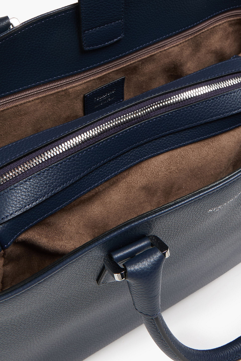 Serapian Luna Pebbled-leather Tote In Blue