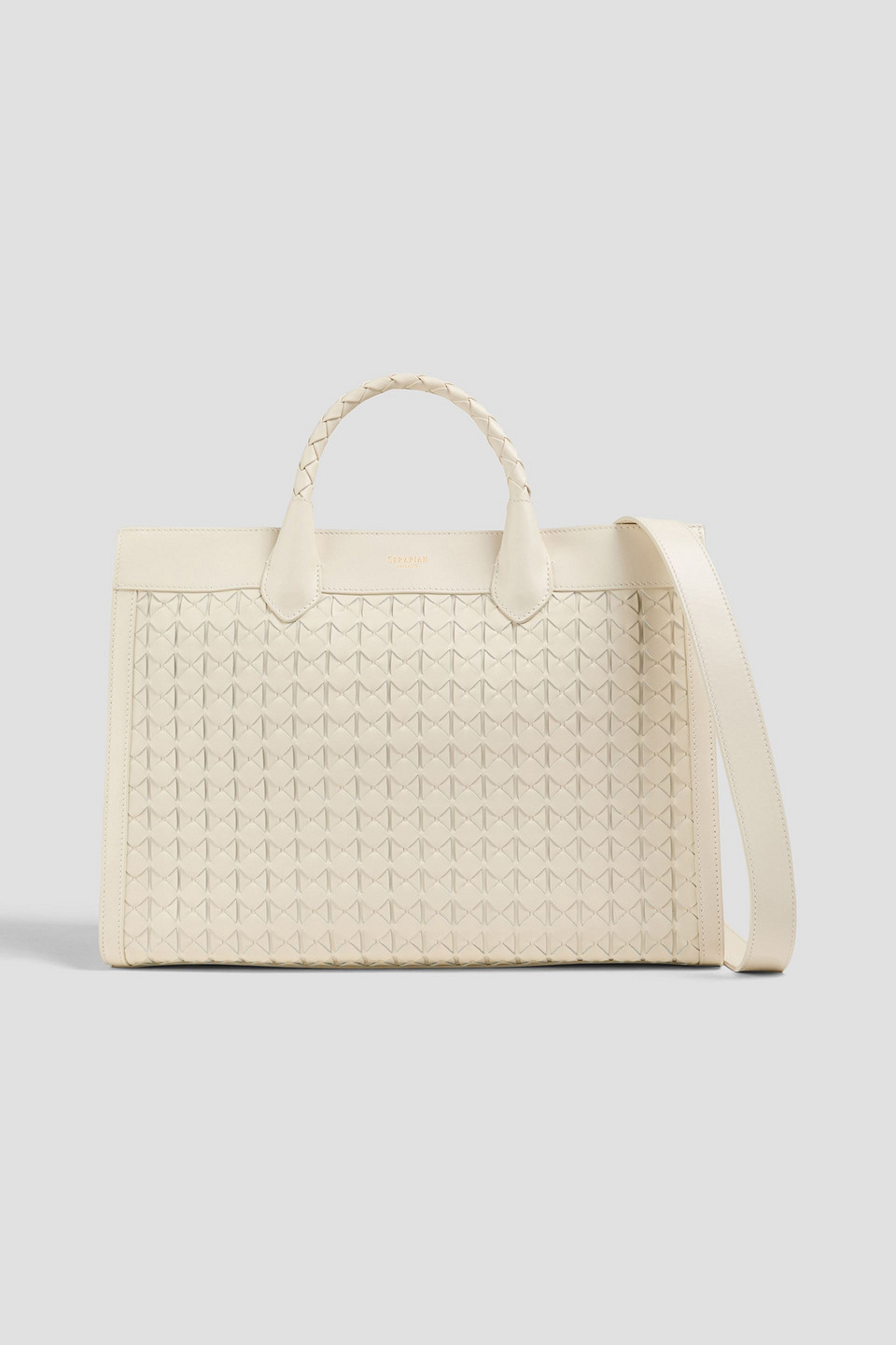 Serapian Lorelei Woven Leather Tote In White