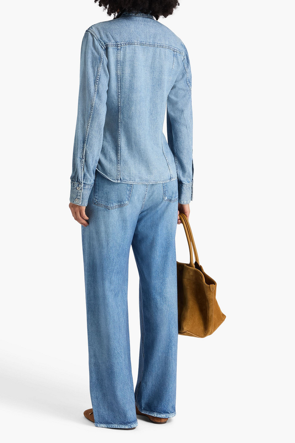 Rag & Bone Mila Acid-wash Denim Shirt In Blue