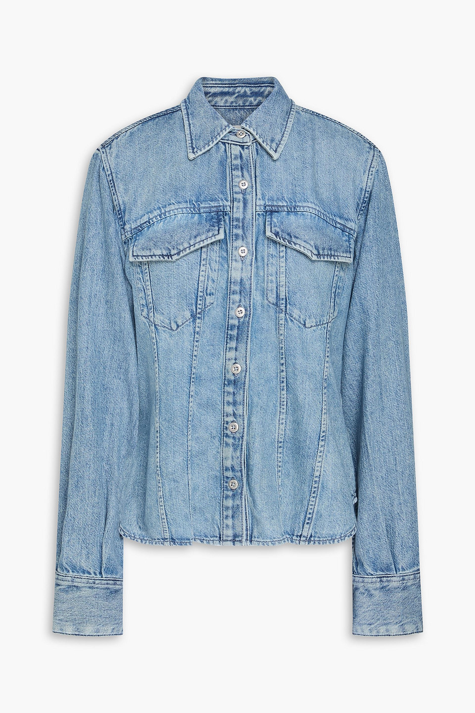 Rag & Bone Mila Acid-wash Denim Shirt In Blue