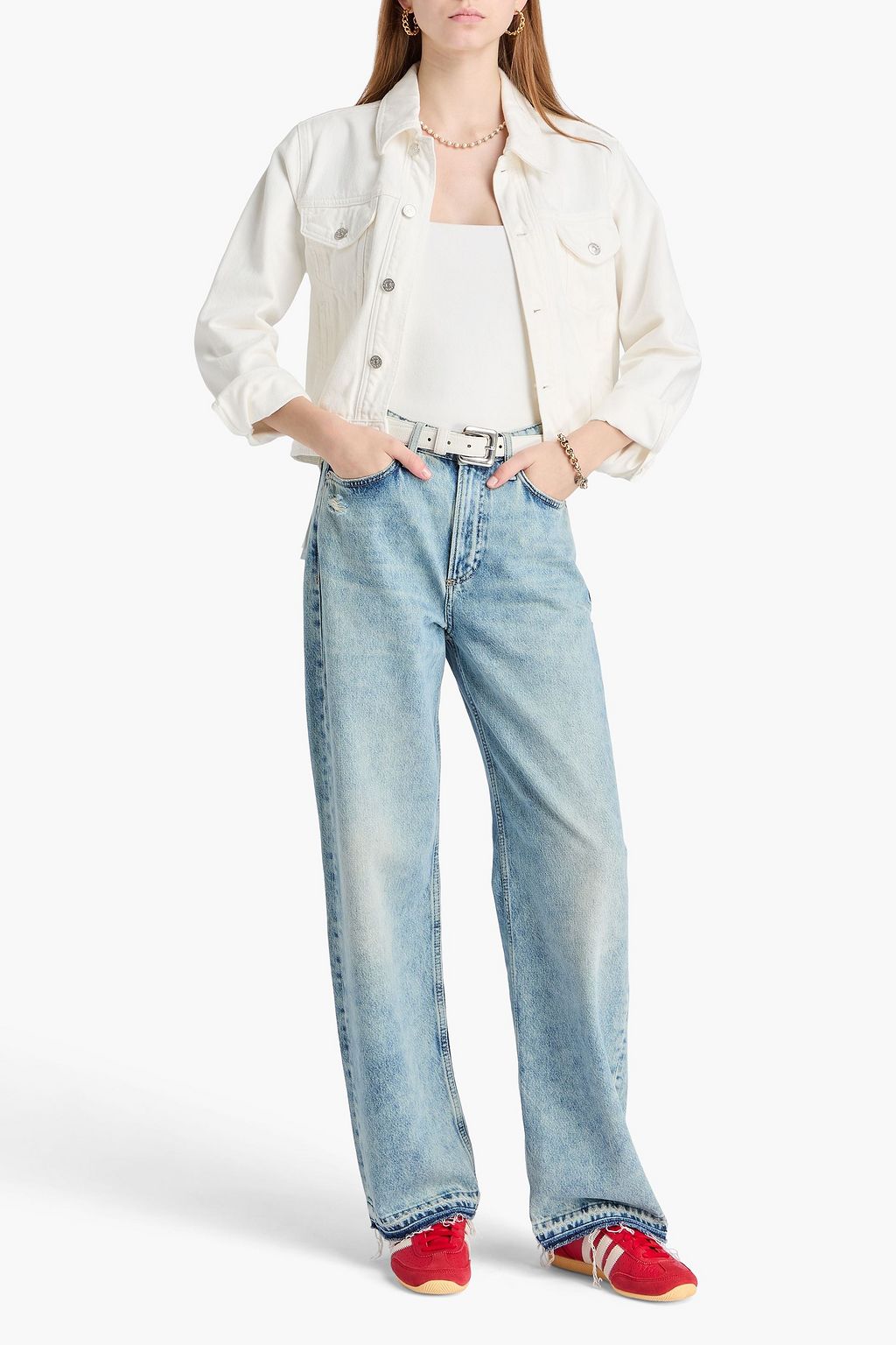 RAG & BONE Logan acid-wash high-rise wide-leg jeans