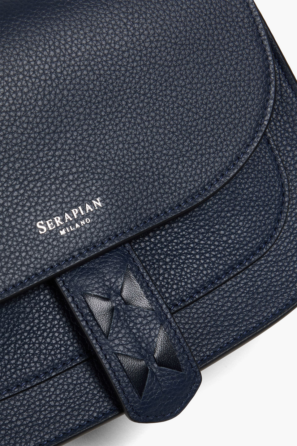 Serapian Luna Pebbled-leather Cross-body Bag In Blue